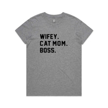 Load image into Gallery viewer, WIFEY. CAT MOM. BOSS. Classic T-Shirt