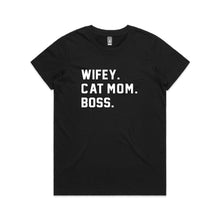 Load image into Gallery viewer, WIFEY. CAT MOM. BOSS. Classic T-Shirt