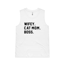 Load image into Gallery viewer, WIFEY. CAT MOM. BOSS. Ladies Tank
