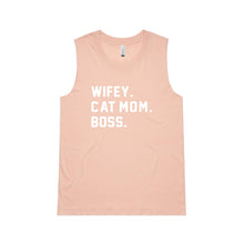 Load image into Gallery viewer, WIFEY. CAT MOM. BOSS. Ladies Tank