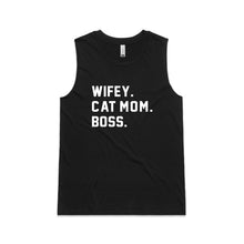 Load image into Gallery viewer, WIFEY. CAT MOM. BOSS. Ladies Tank