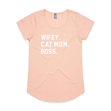 Load image into Gallery viewer, WIFEY. CAT MOM. BOSS. Ladies T-Shirt