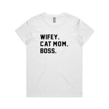 Load image into Gallery viewer, WIFEY. CAT MOM. BOSS. Classic T-Shirt