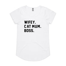 Load image into Gallery viewer, WIFEY. CAT MUM. BOSS. T-Shirt
