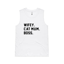 Load image into Gallery viewer, WIFEY. CAT MUM. BOSS. Ladies Tank
