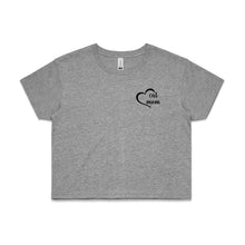 Load image into Gallery viewer, Catmom Heart (thick cursive) LC Crop T-Shirt