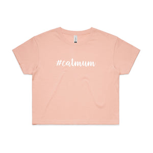 #catmum (thick cursive) Crop T-Shirt