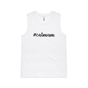 #catmum (thick cursive) Ladies Tank