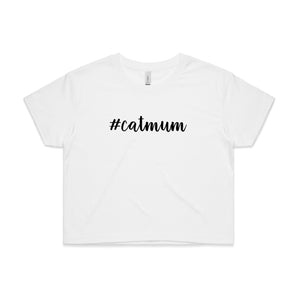 #catmum (thick cursive) Crop T-Shirt