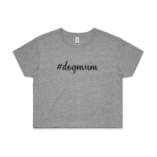 #dogmum (thick cursive) Crop T-Shirt