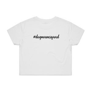 #dogmumsquad (thick cursive) Crop T-Shirt