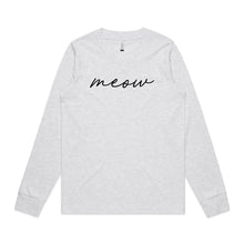 Load image into Gallery viewer, meow (thin cursive) Long Sleeve T-Shirt