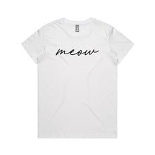Load image into Gallery viewer, meow (thin cursive) Classic T-Shirt