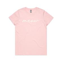 Load image into Gallery viewer, meow (thin cursive) Classic T-Shirt