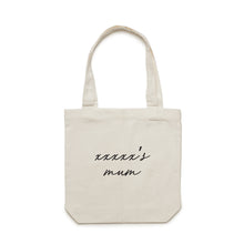 Load image into Gallery viewer, [name]'s mum (thin cursive) Luxe Tote Bag