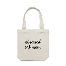 Load image into Gallery viewer, Obsessed cat mom (thick cursive) Luxe Tote Bag