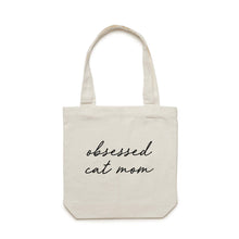 Load image into Gallery viewer, Obsessed cat mom (thin cursive) Luxe Tote Bag