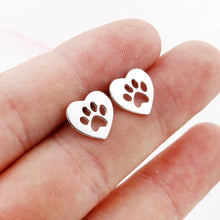 Load image into Gallery viewer, Paw Print on my Heart Earrings