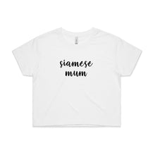 Load image into Gallery viewer, Breed Specific Cat Mum (thick cursive) Crop T-Shirt