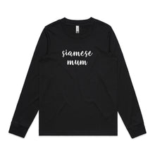 Load image into Gallery viewer, Breed Specific Cat Mum (thick cursive) Long Sleeve T-Shirt