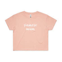 Load image into Gallery viewer, Breed Specific Cat Mum (thick cursive) Crop T-Shirt