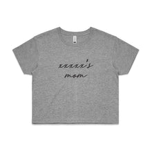 Load image into Gallery viewer, [name]'s mom (thin cursive) Crop T-Shirt